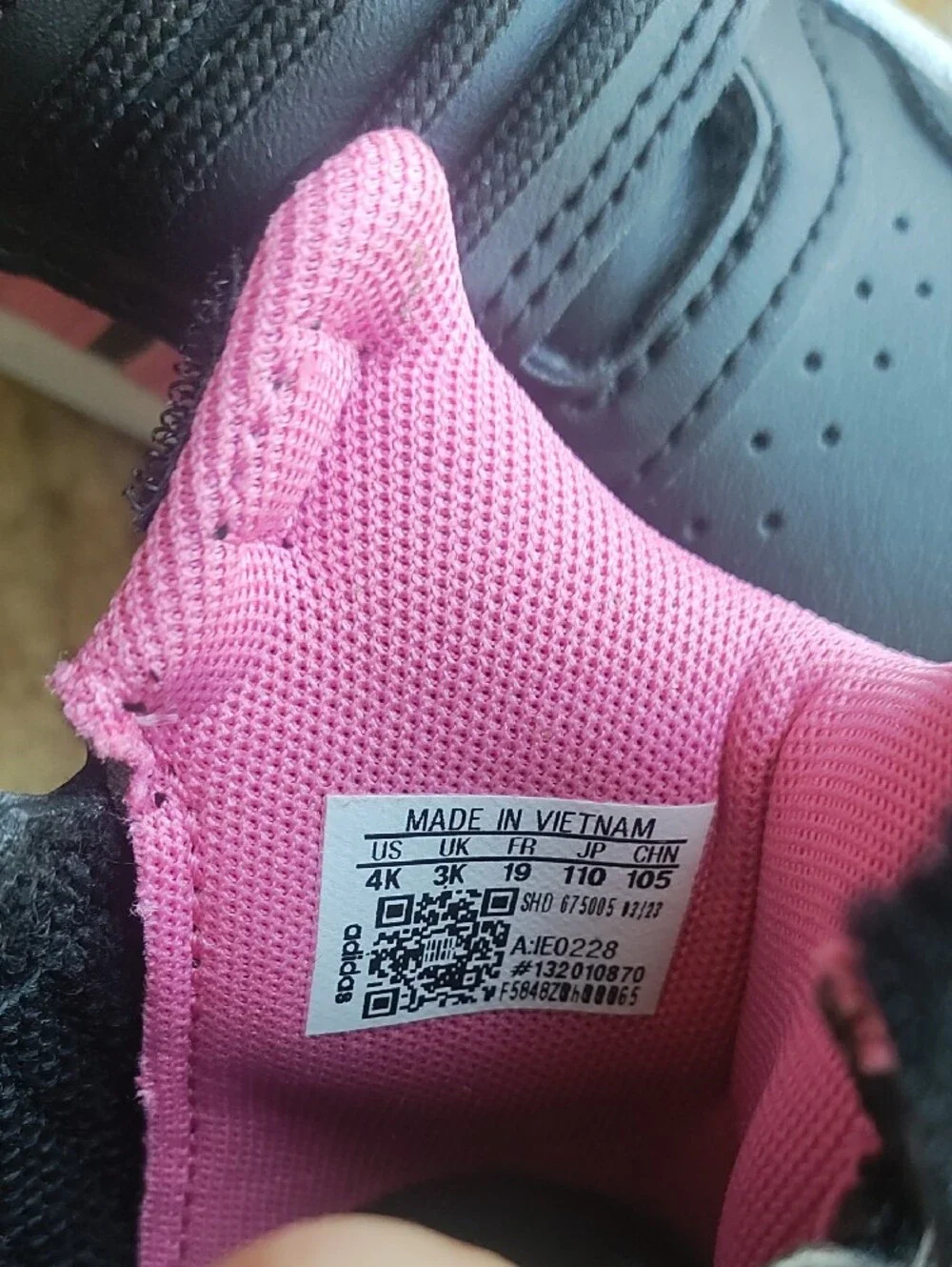adidas Kids Black and Pink High-Top Sneakers